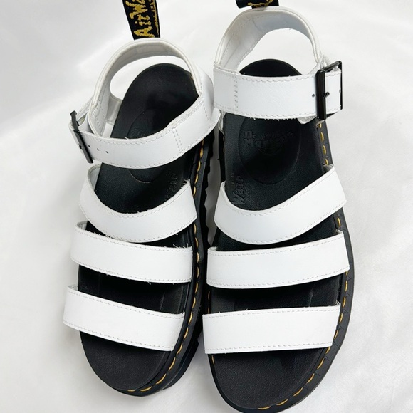 DR.MARTENS Blaire Hydro Leather Sandals Strappy White Platform Style Size 8 EUC - Picture 3 of 9